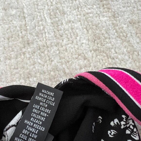 3 for $6 INC Summer Floral Faux Wrap Black White Dress L - Picture 8 of 8